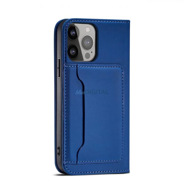 Magnet Card Case tok iPhone 13 Pro tok kártya pénztárca kártya állvány kék