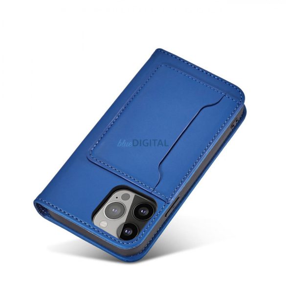 Magnet Card Case tok iPhone 13 Pro tok kártya pénztárca kártya állvány kék