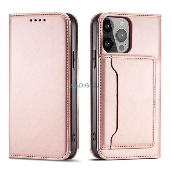 Magnet Card Case tok iPhone 13 Pro tok kártyatárca pénztárca kártyatartó rózsaszín