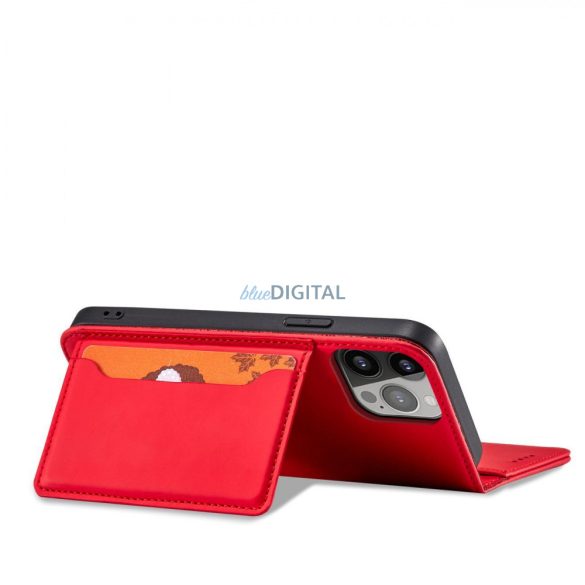 Magnet Card Case tok iPhone 13 Pro tok kártyatárca pénztárca kártyatartó piros