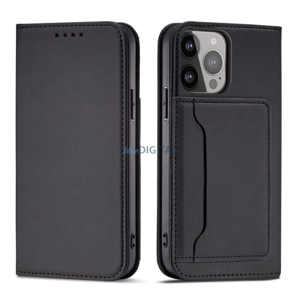 Magnet Card Case tok iPhone 13 Pro Max tok kártya tárca kártyatartó fekete