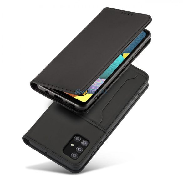 Magnet Card Case tok Samsung Galaxy A12 5G tok pénztárca kártyatartó fekete