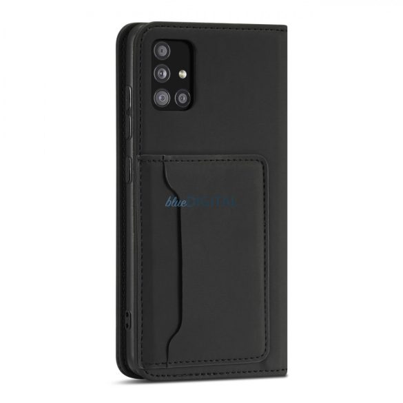 Magnet Card Case tok Samsung Galaxy A12 tok pénztárca kártyatartó fekete