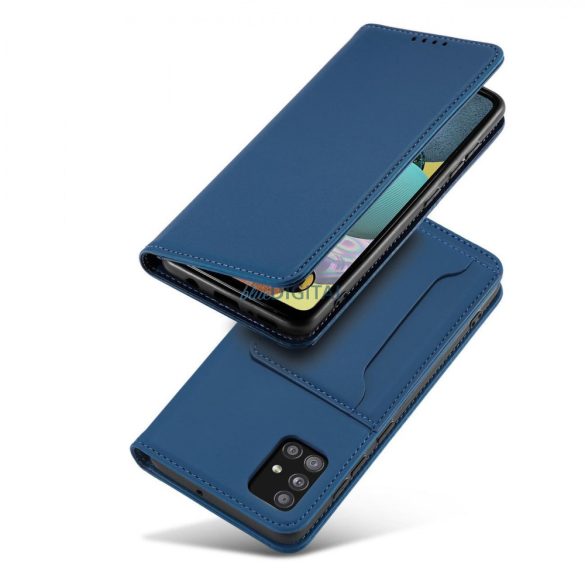 Magnet Card Case tok Samsung Galaxy A12 tokhoz tok pénztárca kártyatartó kék