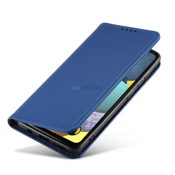 Magnet Card Case tok Samsung Galaxy A12 tokhoz tok pénztárca kártyatartó kék