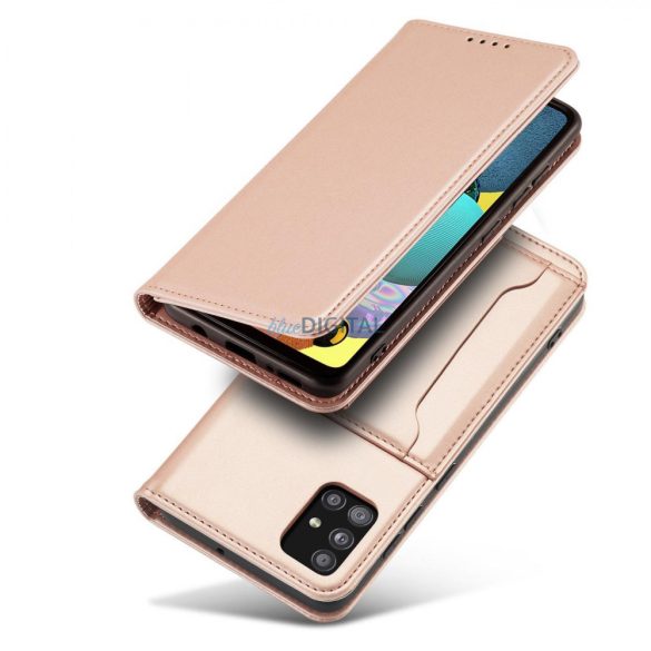 Magnet Card Case tok Samsung Galaxy A12 tok pénztárca kártyatartó rózsaszín