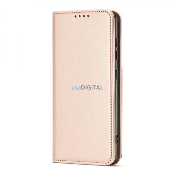 Magnet Card Case tok Samsung Galaxy A12 tok pénztárca kártyatartó rózsaszín