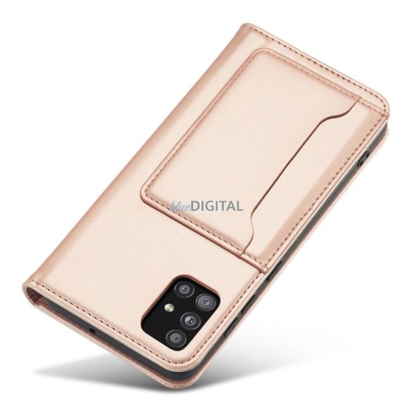 Magnet Card Case tok Samsung Galaxy A12 5G tok pénztárca kártyatartó rózsaszín
