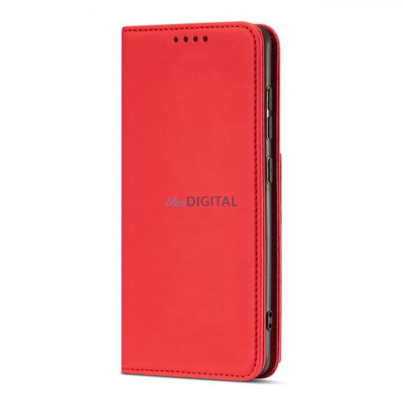 Magnet Card Case tok Samsung Galaxy A12 5G tok pénztárca kártyatartó piros