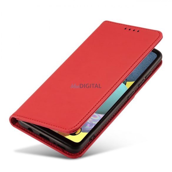 Magnet Card Case tok Samsung Galaxy A12 tok pénztárca kártyatartó piros