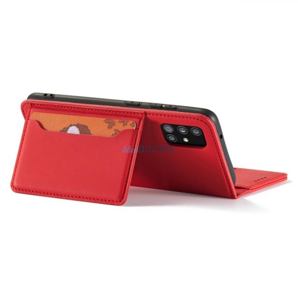 Magnet Card Case tok Samsung Galaxy A12 5G tok pénztárca kártyatartó piros