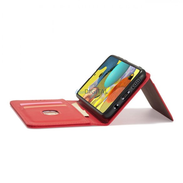 Magnet Card Case tok Samsung Galaxy A12 tok pénztárca kártyatartó piros