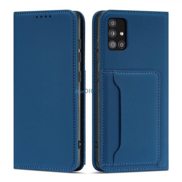 Magnet Card Case tok Samsung Galaxy A52 5G tok pénztárca kártyatartó kék