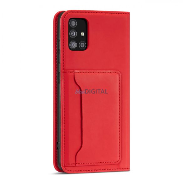 Magnet Card Case tok Xiaomi Redmi Note 11 Pro tok kártya pénztárca kártyatartó Red