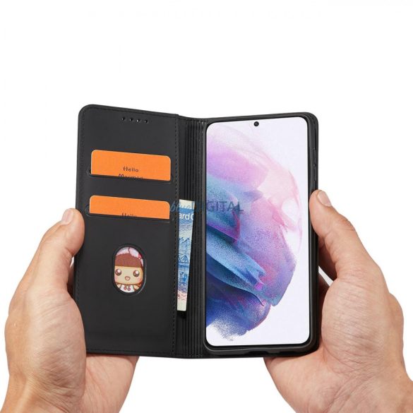 Magnet Card Case tok Samsung Galaxy S22 tok kártya tárca kártyatartó fekete
