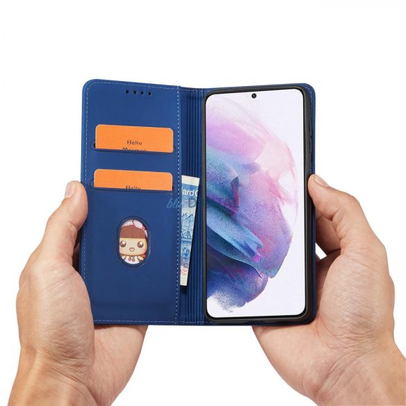 Magnet Card Case tok Samsung Galaxy S22 tok kártya tárca kártyatartó Kék