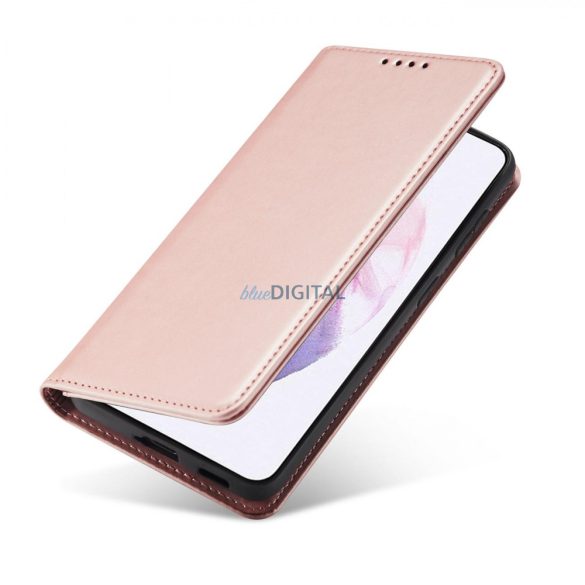 Magnet Card Case tok Samsung Galaxy S22 tok kártya tárca kártya állvány rózsaszín