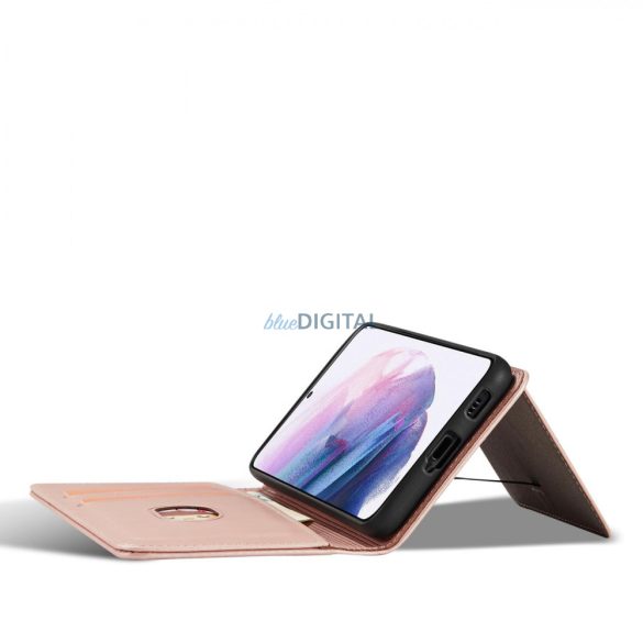 Magnet Card Case tok Samsung Galaxy S22 tok kártya tárca kártya állvány rózsaszín