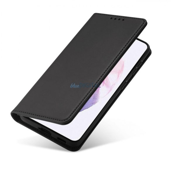 Magnet Card Case tok Samsung Galaxy S22 + (S22 Plus) tok pénztárca kártya tartó fekete