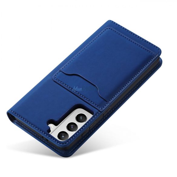 Magnet Card Case tok Samsung Galaxy S22 + (S22 Plus) tok pénztárca kártya tartó kék