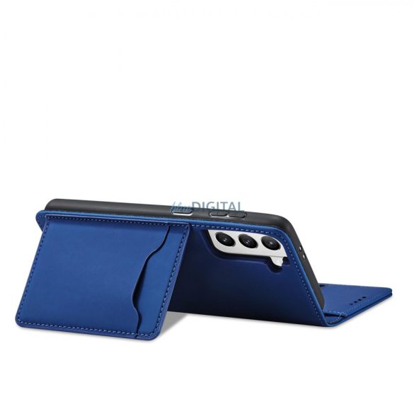 Magnet Card Case tok Samsung Galaxy S22 + (S22 Plus) tok pénztárca kártya tartó kék