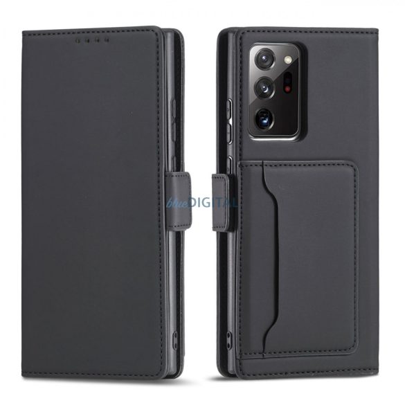 Magnet Card Case tok Samsung Galaxy S22 Ultra Pouch pénztárca kártyatartó fekete