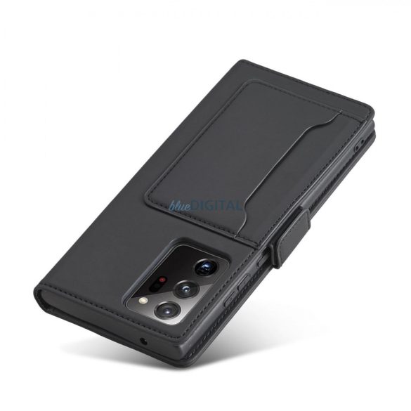 Magnet Card Case tok Samsung Galaxy S22 Ultra Pouch pénztárca kártyatartó fekete