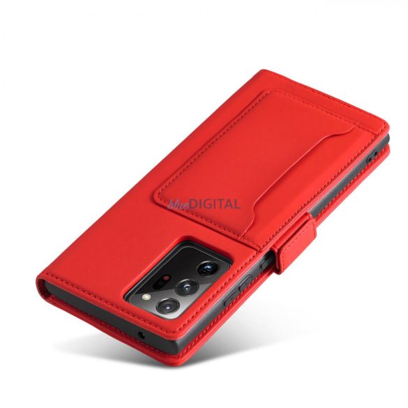 Magnet Card Case tok Samsung Galaxy S22 Ultra Pouch pénztárca kártyatartó piros