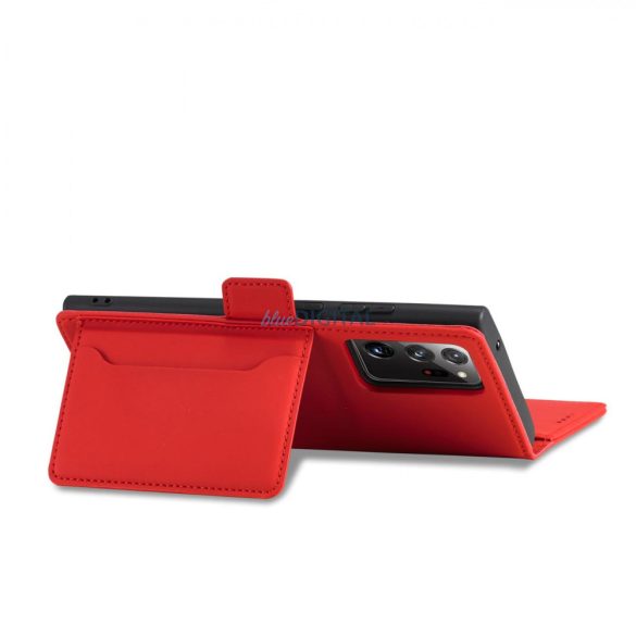 Magnet Card Case tok Samsung Galaxy S22 Ultra Pouch pénztárca kártyatartó piros