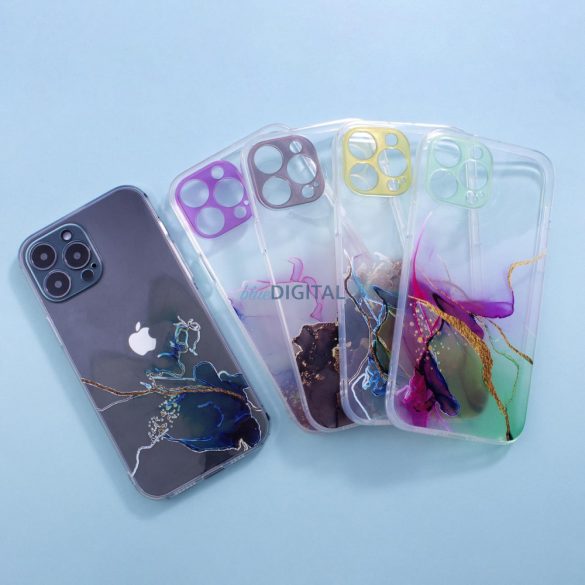 Marble tok iPhone 12 Pro zselés borításhoz Marble kék