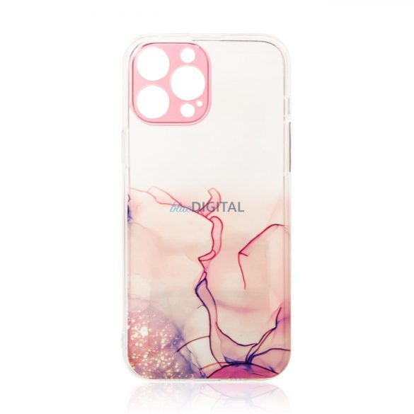 Marble tok iPhone 12 Pro Max zselés borításhoz Marble rózsaszínű