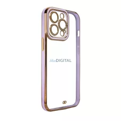   Divat tok iPhone 12 Pro arany keretes zselés tok lila tokhoz
