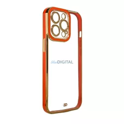   Divat tok iPhone 13 Pro arany keretes zselés borításhoz piros