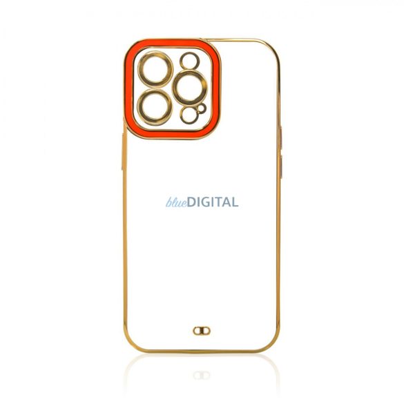 Divat tok iPhone 13 Pro arany keretes zselés borításhoz piros
