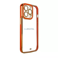   Divat tok iPhone 13 Pro Max arany keretes zselés borításhoz piros