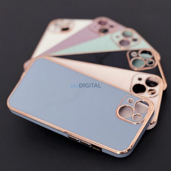Lighting Color tok iPhone 12 Pro készülékhez rózsaszín zselés borítás arany kerettel