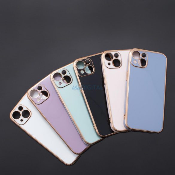 Lighting Color tok iPhone 12 Pro készülékhez rózsaszín zselés borítás arany kerettel