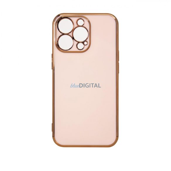 Lighting Color tok iPhone 12 Pro Max készülékhez rózsaszín zselés borítás arany kerettel