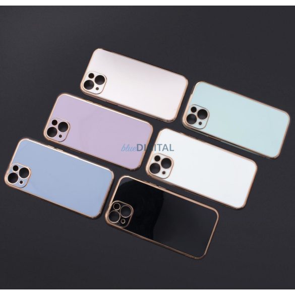 Lighting Color tok iPhone 12 Pro Max készülékhez rózsaszín zselés borítás arany kerettel