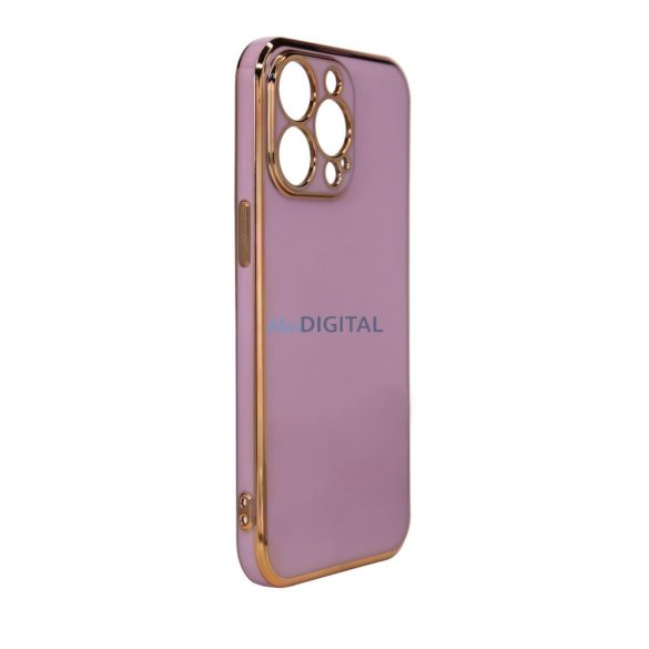 Lighting Color tok iPhone 12 Pro Max lila zselés borítás arany kerettel