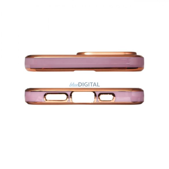 Lighting Color tok iPhone 12 Pro Max lila zselés borítás arany kerettel