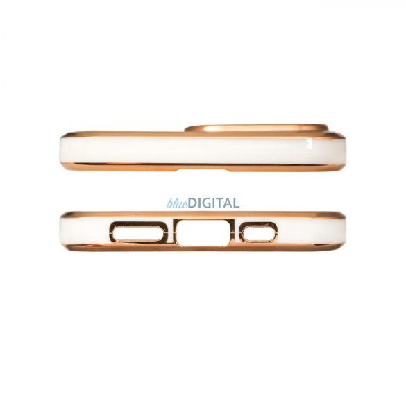 Lighting Color tok iPhone 12 Pro Max készülékhez fehér zselés borítás arany kerettel
