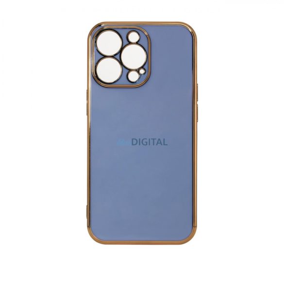 Lighting Color tok iPhone 13 Pro készülékhez kék zselés borítás arany kerettel