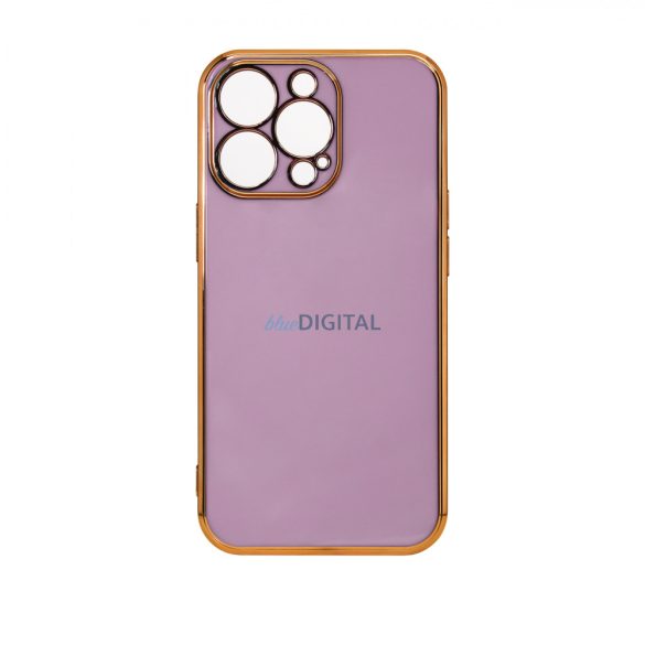 Lighting Color tok iPhone 13 Pro Max lila zselés borítás arany kerettel