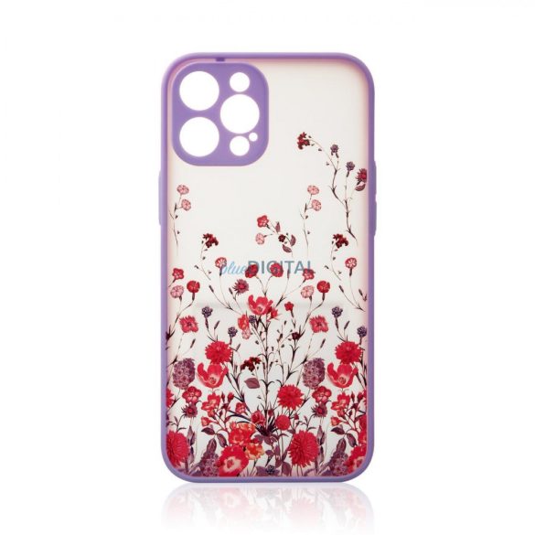 Design tok iPhone 12 Pro készülékhez virágos lila
