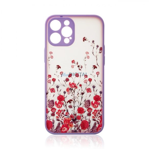 Design tok iPhone 13 Pro készülékhez virágos lila