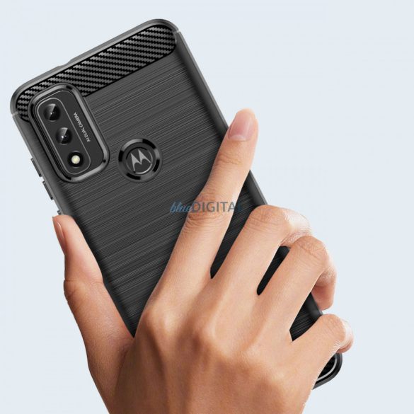 Carbon case Rugalmas tok Sleeve Motorola Moto G Play 2022 fekete