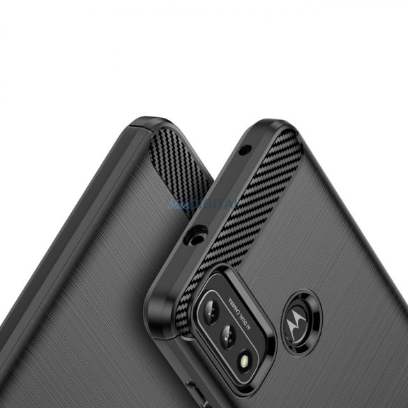 Carbon case Rugalmas tok Sleeve Motorola Moto G Play 2022 fekete