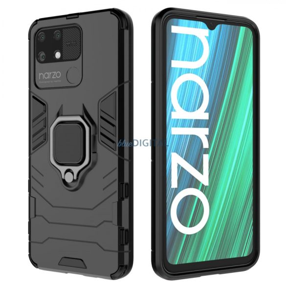 Ring Armor kemény hybrid tok + mágneses tartó Realme Narzo 50A fekete