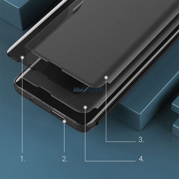 Eco Leather View tok Elegáns flip tok állvány funkcióval a Xiaomi Redmi Note 11S / Note 11 kék